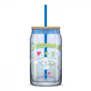 Hello Kitty Cinnamoroll Favorite Flavor Lidded Glass Tumbler Albastri | RO_HK20192