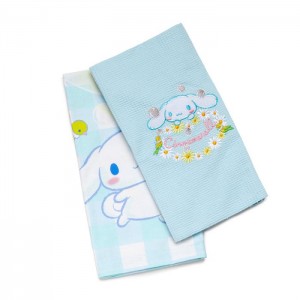 Hello Kitty Cinnamoroll Gingham Floral Kitchen Towel Set Albastri | RO_HK64120