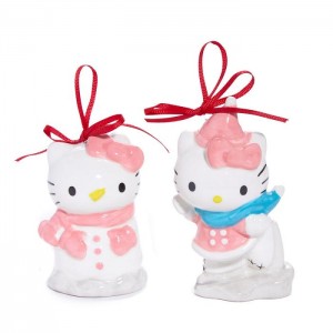 Hello Kitty Hello Kitty 2-pc Holiday Ceramic Ornament Set (Winter Play) Roz Albastri | RO_HK68383