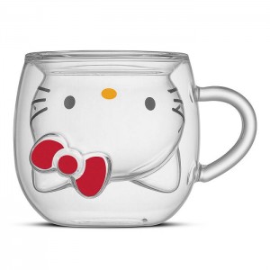 Hello Kitty Hello Kitty 3D Double Wall Espresso Glass Silve | RO_HK87375