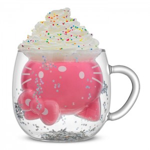 Hello Kitty Hello Kitty 50th Anniversary Limited Edition 3D Double Wall Glass Mug Silve | RO_HK33077