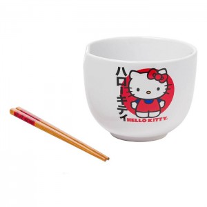 Hello Kitty Hello Kitty Ceramic Ramen Bowl and Chopstick Set (Japan Logo) Rosii | RO_HK46125