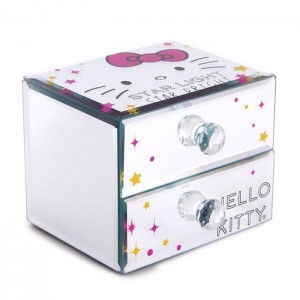 Hello Kitty Hello Kitty Mirrored Compact Jewelry Box Albi Roz | RO_HK66084