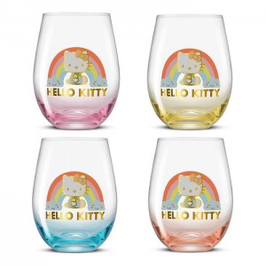 Hello Kitty Hello Kitty Sweet Rainbow Stemless Glasses (Set of 4) Colorati | RO_HK57642