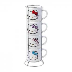 Hello Kitty Hello Kitty Winking Hearts 5-Piece Ceramic Mug Stack Albi | RO_HK40589