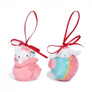 Hello Kitty Hello Kitty and Cinnamoroll 2-pc Holiday Ceramic Ornament Set (Pastel Pink) Roz Albastri | RO_HK29495