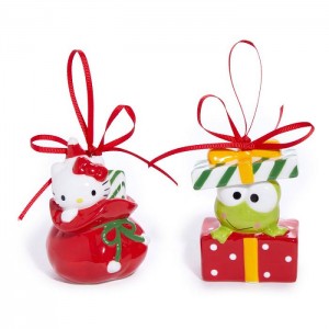 Hello Kitty Hello Kitty and Keroppi 2-pc Holiday Ceramic Ornament Set (Red) Rosii Verzi | RO_HK23319