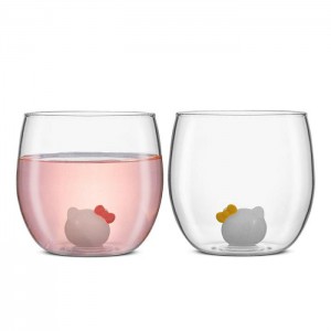 Hello Kitty Hello Kitty and Mimmy 3D Icon Short Drinking Glasses (Set of 2) Albi | RO_HK37601