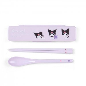 Hello Kitty Kuromi Everyday Chopsticks & Spoon Set Violet | RO_HK82304