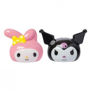 Hello Kitty My Melody And Kuromi Sculpted Ceramic Salt and Pepper Set Negrii Roz | RO_HK15680