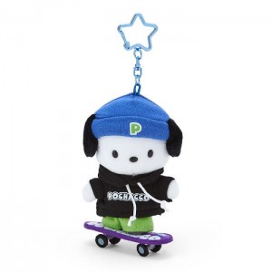 Hello Kitty Pochacco Plush Mascot Keychain (Sk8r Squad Series) Negrii Albastri | RO_HK77063