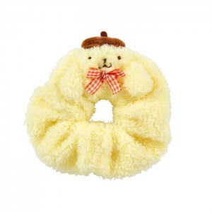 Hello Kitty Pompompurin Cozy Plush Scrunchie (Gingham Bow) Galbeni | RO_HK34368