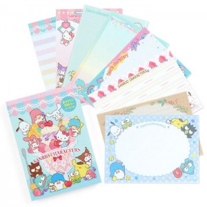 Hello Kitty Sanrio Characters Memo Pad & Sticker Set Roz Albastri | RO_HK90853