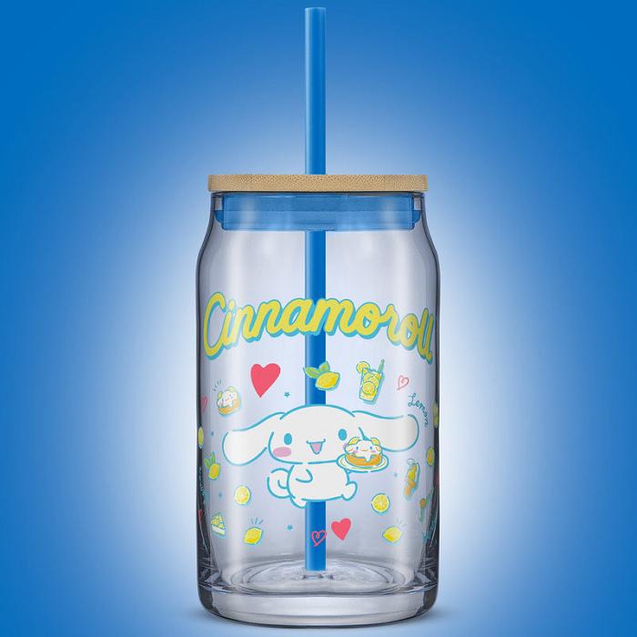 Hello Kitty Cinnamoroll Favorite Flavor Lidded Glass Tumbler Albastri | RO_HK20192