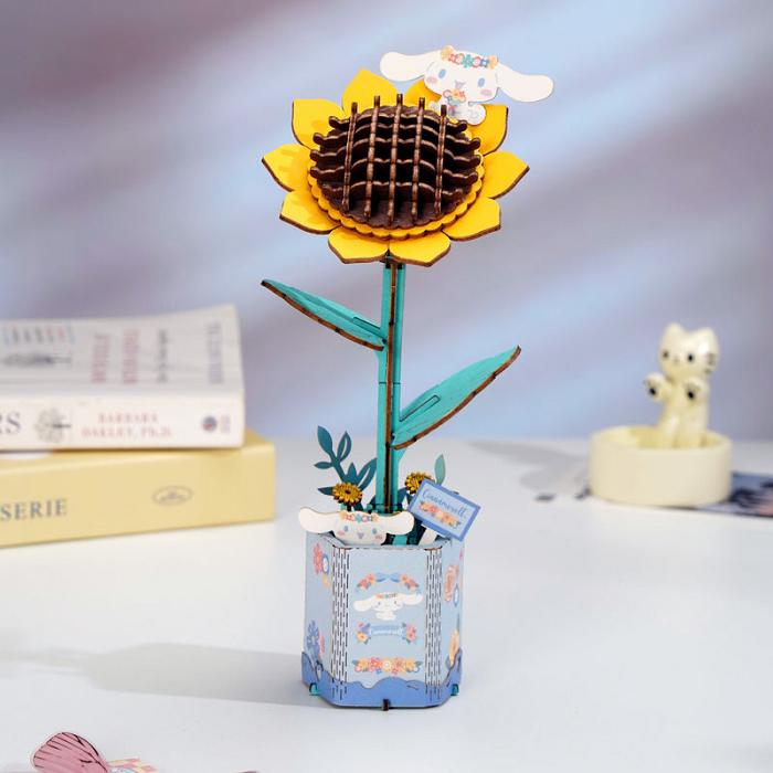 Hello Kitty Cinnamoroll Sunflower 3D Wooden Puzzle Galbeni | RO_HK74799