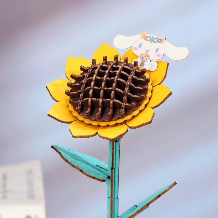 Hello Kitty Cinnamoroll Sunflower 3D Wooden Puzzle Galbeni | RO_HK74799