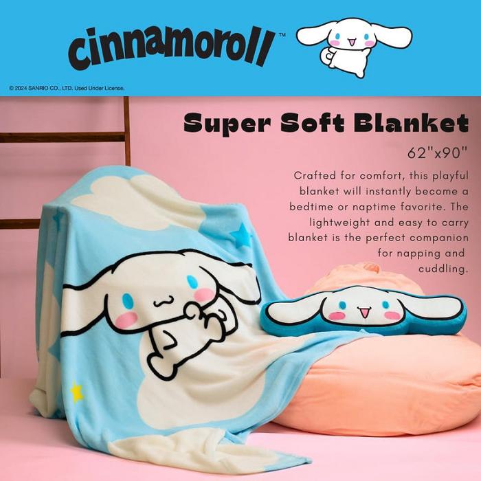 Hello Kitty Cinnamoroll Wish Upon A Star Throw Blanket Albastri | RO_HK93901