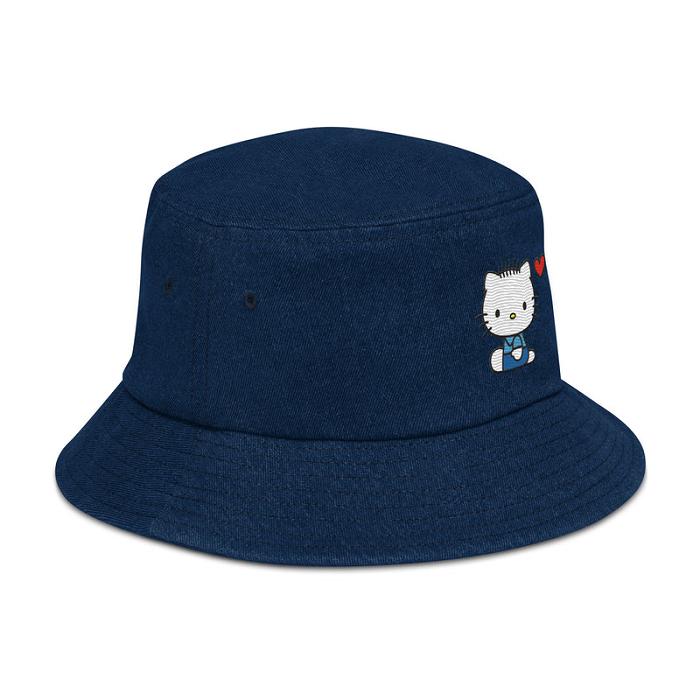 Hello Kitty Dear Daniel Embroidered Denim Bucket Hat Albastri | RO_HK66761