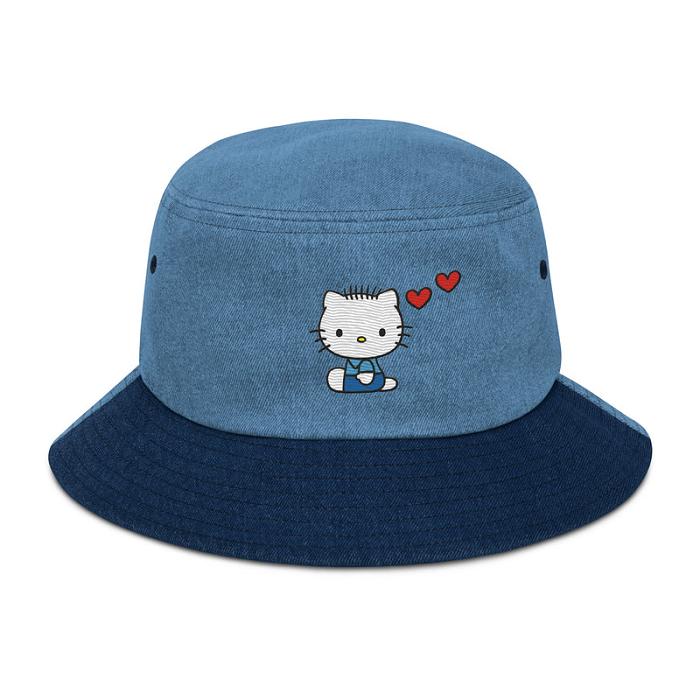 Hello Kitty Dear Daniel Embroidered Denim Bucket Hat Albastri | RO_HK66761