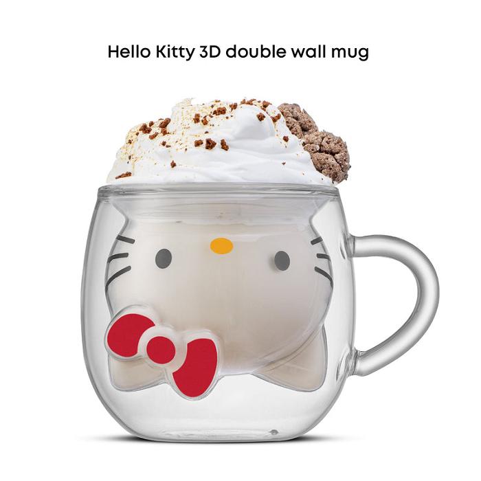 Hello Kitty Hello Kitty 3D Double Wall Espresso Glass Silve | RO_HK87375