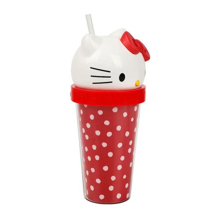 Hello Kitty Hello Kitty 3D Face Travel Tumbler (Dots) Rosii | RO_HK67067