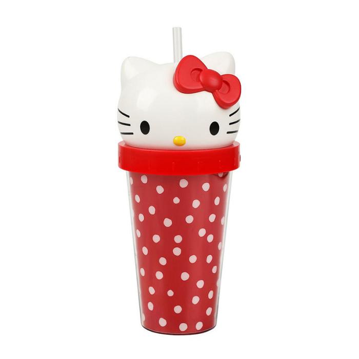 Hello Kitty Hello Kitty 3D Face Travel Tumbler (Dots) Rosii | RO_HK67067