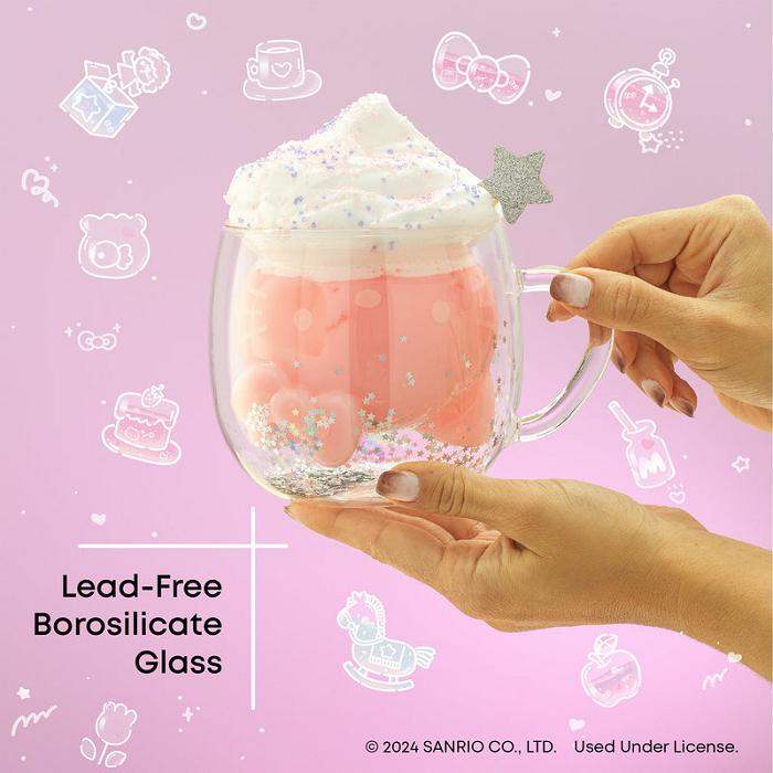 Hello Kitty Hello Kitty 50th Anniversary Limited Edition 3D Double Wall Glass Mug Rosii | RO_HK87027