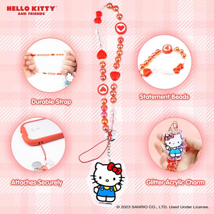 Hello Kitty Hello Kitty Beaded Charm Mobile Phone Wrist Strap Roz | RO_HK73603