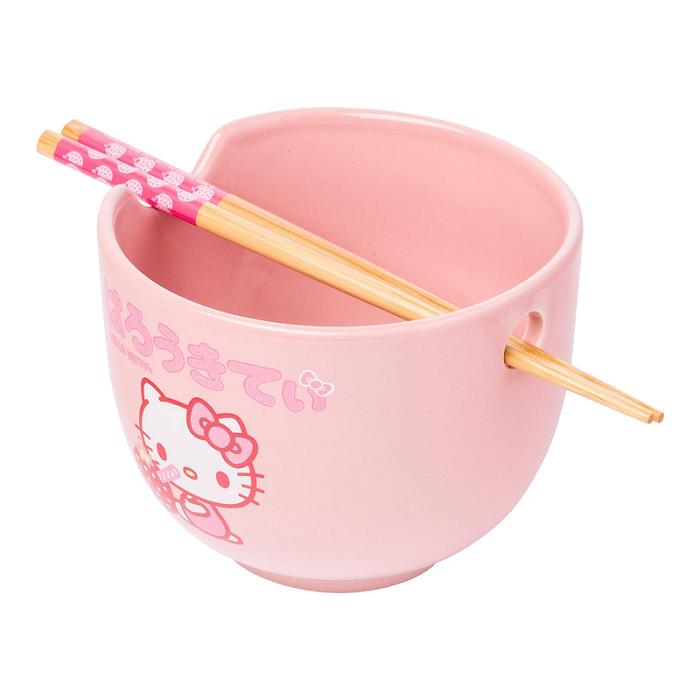 Hello Kitty Hello Kitty Ceramic Ramen Bowl and Chopstick Set (Strawberry Milk) Roz | RO_HK74052