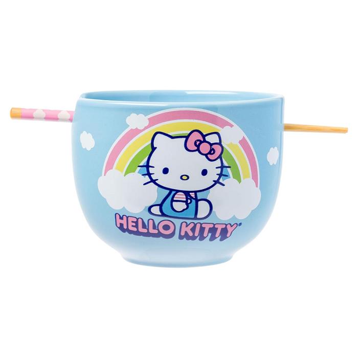 Hello Kitty Hello Kitty Ceramic Ramen Bowl and Chopstick Set (Rainbow) Albastri | RO_HK82967