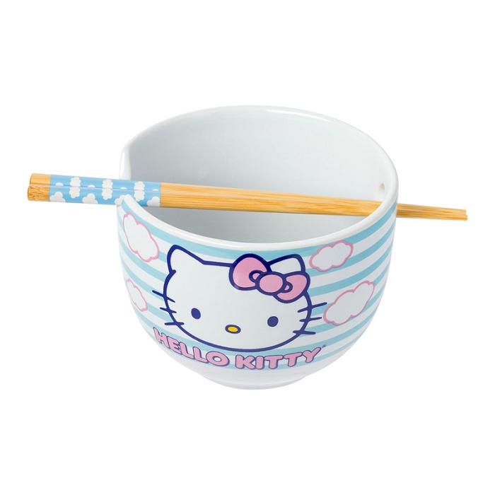 Hello Kitty Hello Kitty Ceramic Ramen Bowl and Chopstick Set (Clouds) Albastri | RO_HK36116