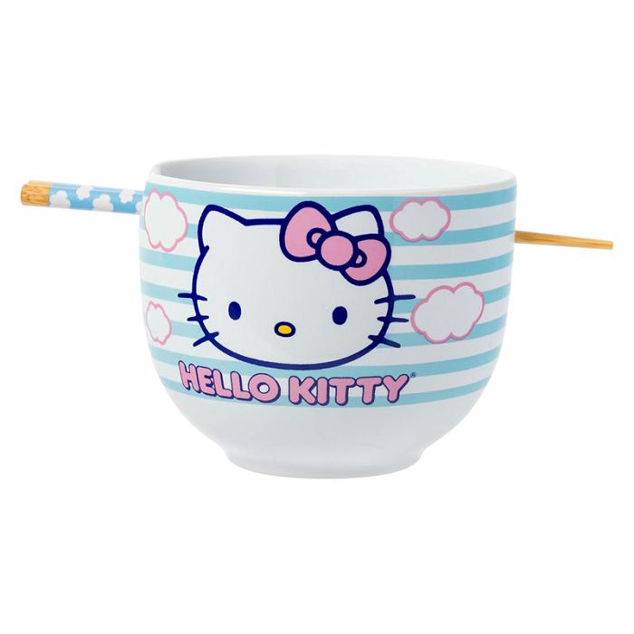 Hello Kitty Hello Kitty Ceramic Ramen Bowl and Chopstick Set (Clouds) Albastri | RO_HK36116