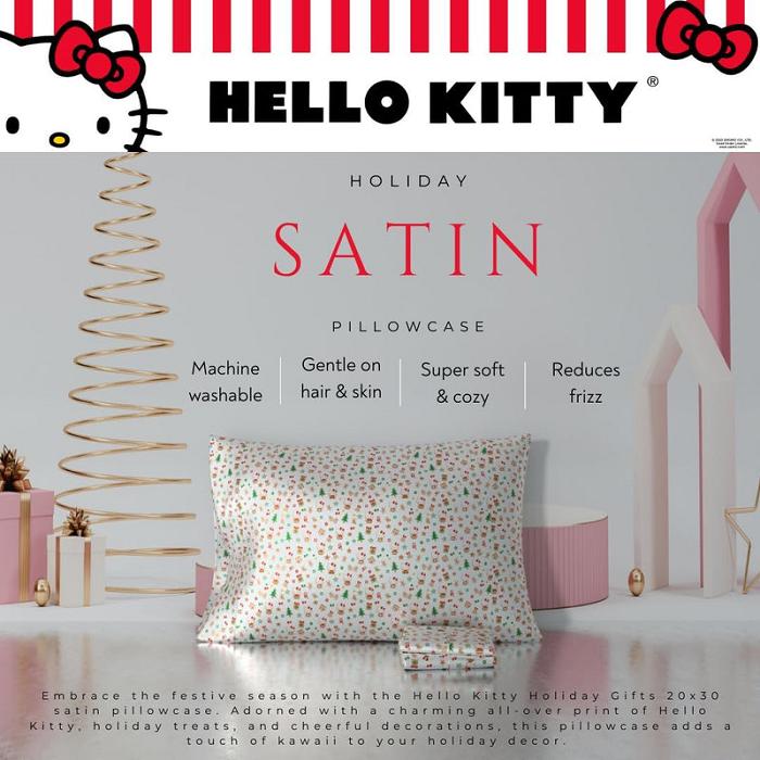 Hello Kitty Hello Kitty Holiday Satin Pillowcase Rosii Verzi | RO_HK46446