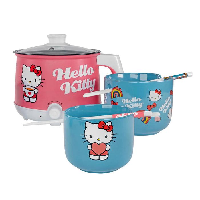 Hello Kitty Hello Kitty Hot Pot with Ramen Bowls Set Roz Albastri | RO_HK95892