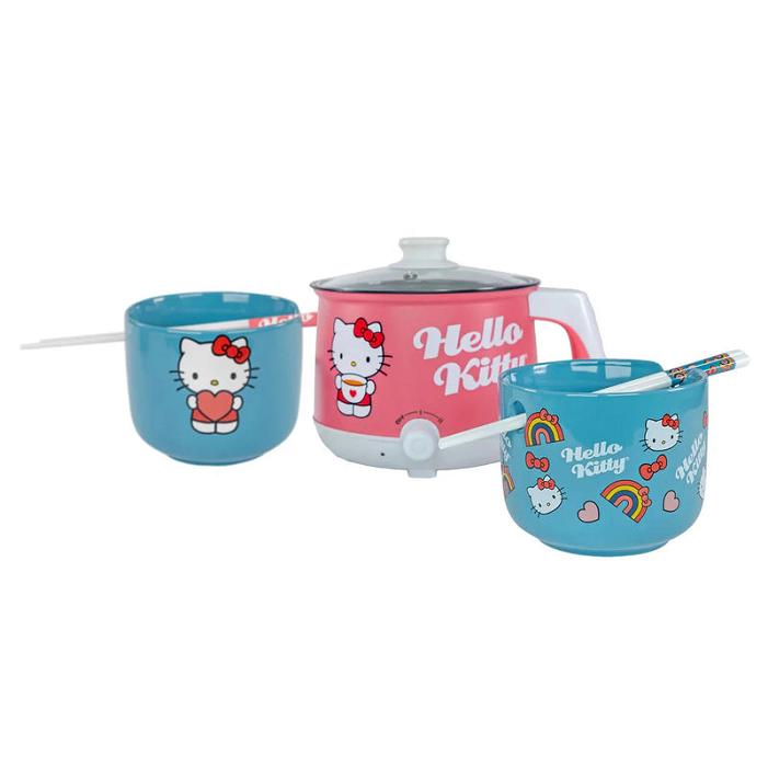 Hello Kitty Hello Kitty Hot Pot with Ramen Bowls Set Roz Albastri | RO_HK98323