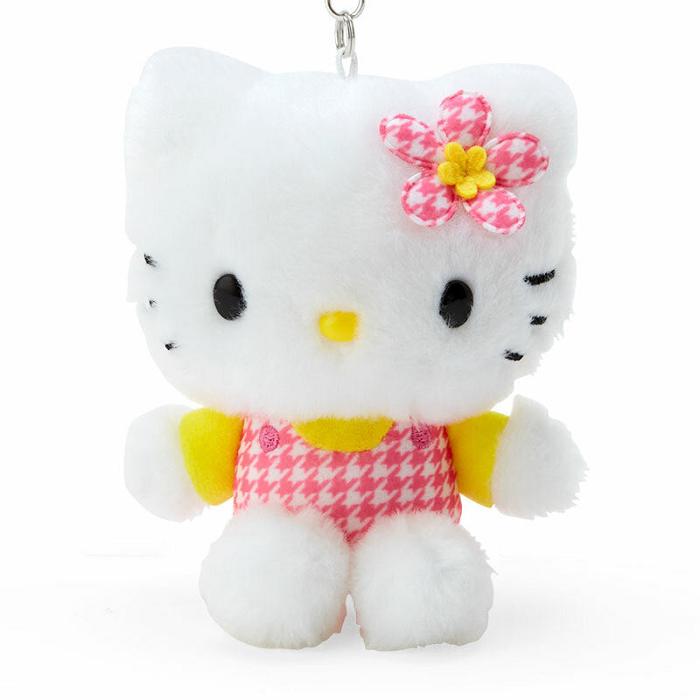 Hello Kitty Hello Kitty Plush Mascot Keychain (Floral Houndstooth Series) Albi | RO_HK79443