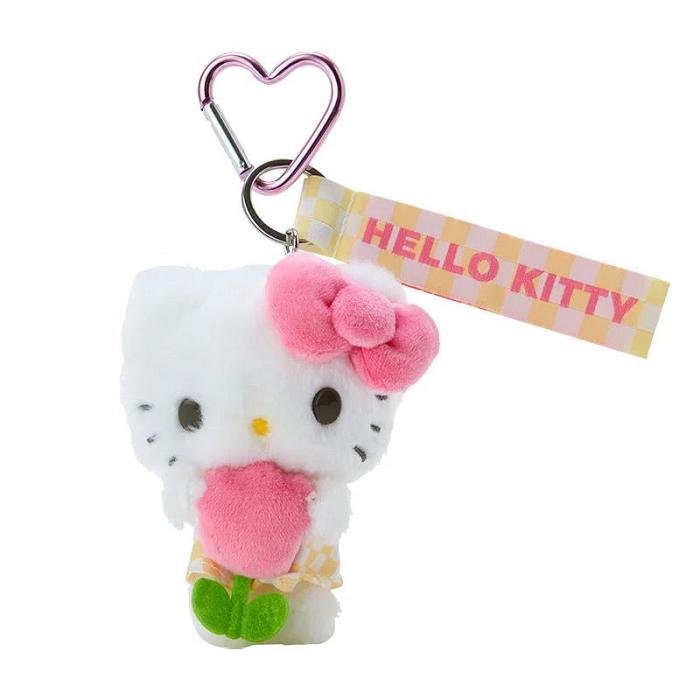 Hello Kitty Hello Kitty Plush Mascot Keychain (Pastel Check Series) Albi Roz | RO_HK45114