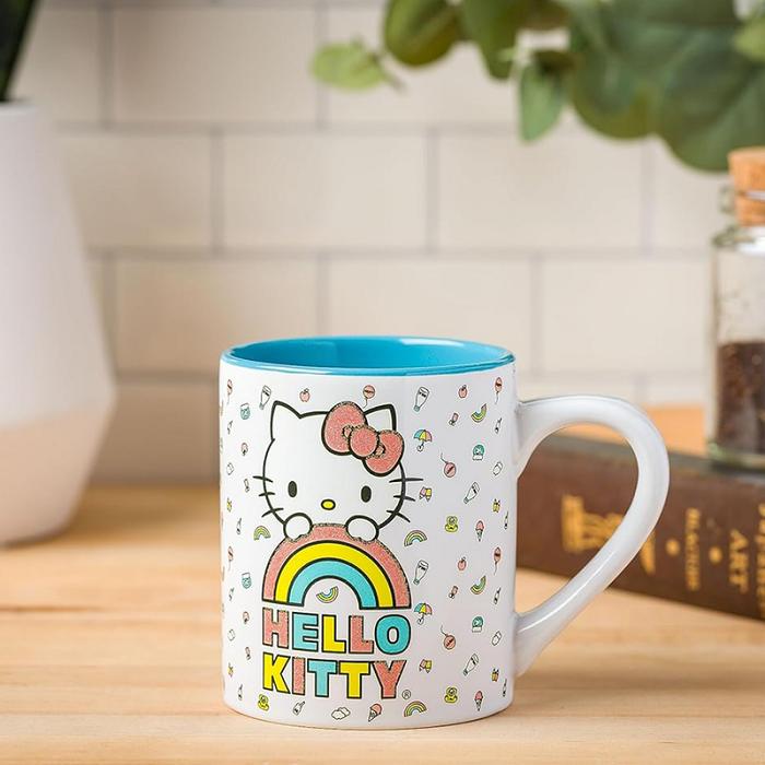 Hello Kitty Hello Kitty Rainbow Glitter Ceramic Mug Albastri | RO_HK30926