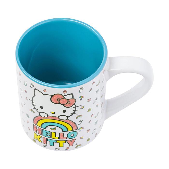 Hello Kitty Hello Kitty Rainbow Glitter Ceramic Mug Albastri | RO_HK30926