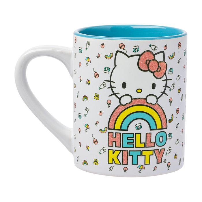 Hello Kitty Hello Kitty Rainbow Glitter Ceramic Mug Albastri | RO_HK30926