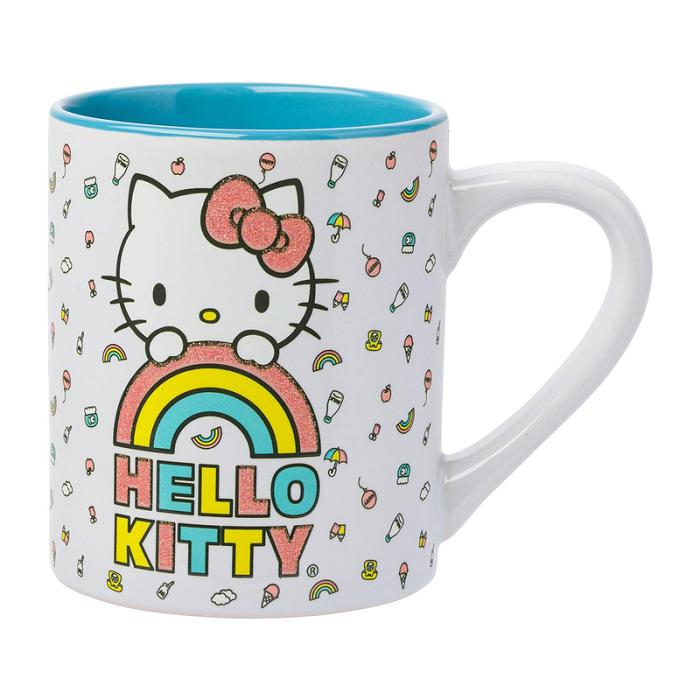 Hello Kitty Hello Kitty Rainbow Glitter Ceramic Mug Albastri | RO_HK30926