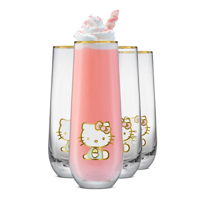 Hello Kitty Hello Kitty Stay Gold Stemless Flutes (Set of 4) Roz | RO_HK29056