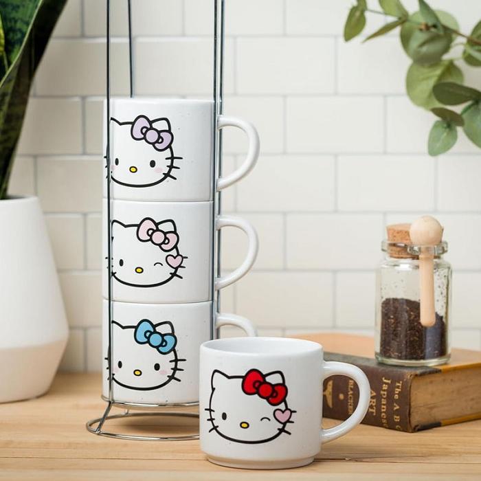 Hello Kitty Hello Kitty Winking Hearts 5-Piece Ceramic Mug Stack Albi | RO_HK40589