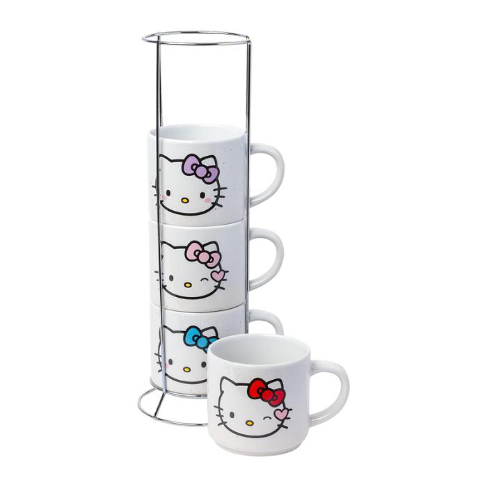 Hello Kitty Hello Kitty Winking Hearts 5-Piece Ceramic Mug Stack Albi | RO_HK40589