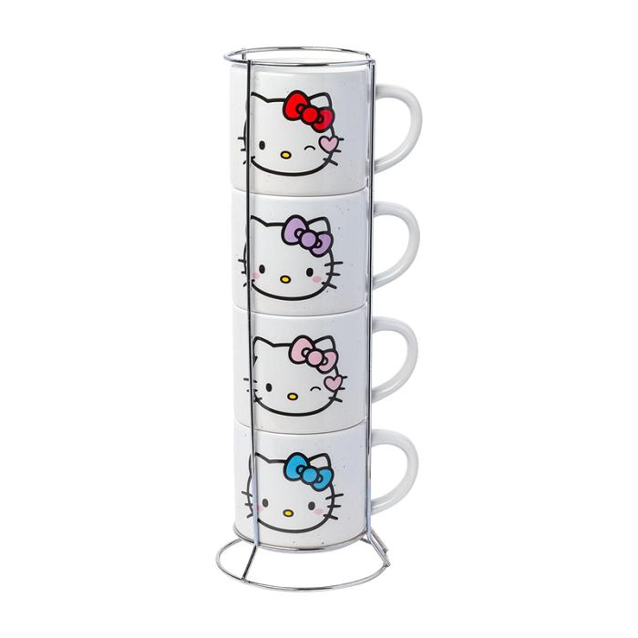 Hello Kitty Hello Kitty Winking Hearts 5-Piece Ceramic Mug Stack Albi | RO_HK40589