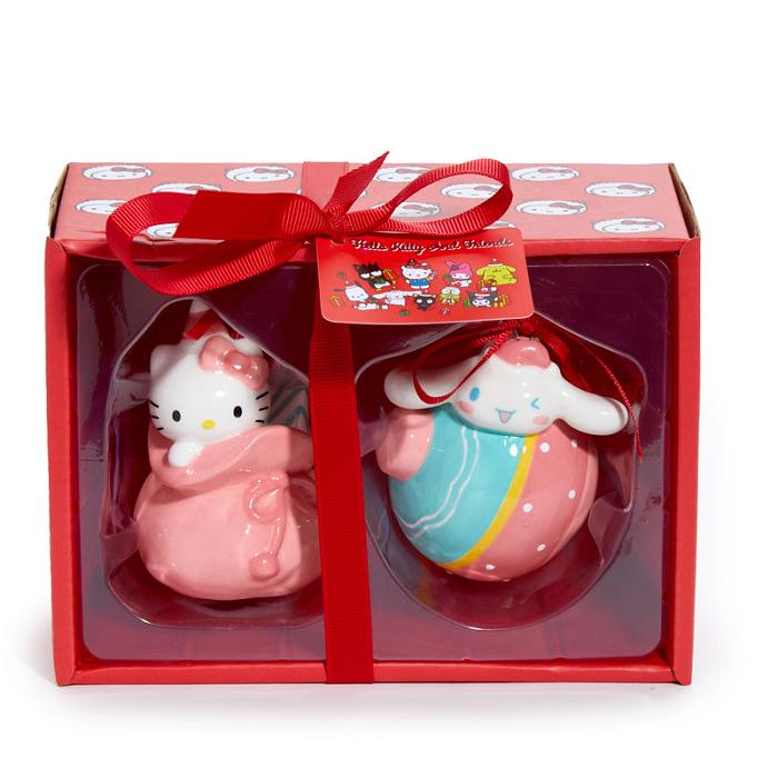 Hello Kitty Hello Kitty and Cinnamoroll 2-pc Holiday Ceramic Ornament Set (Pastel Pink) Roz Albastri | RO_HK29495