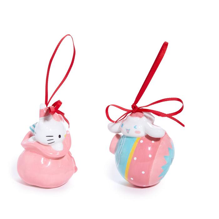 Hello Kitty Hello Kitty and Cinnamoroll 2-pc Holiday Ceramic Ornament Set (Pastel Pink) Roz Albastri | RO_HK29495