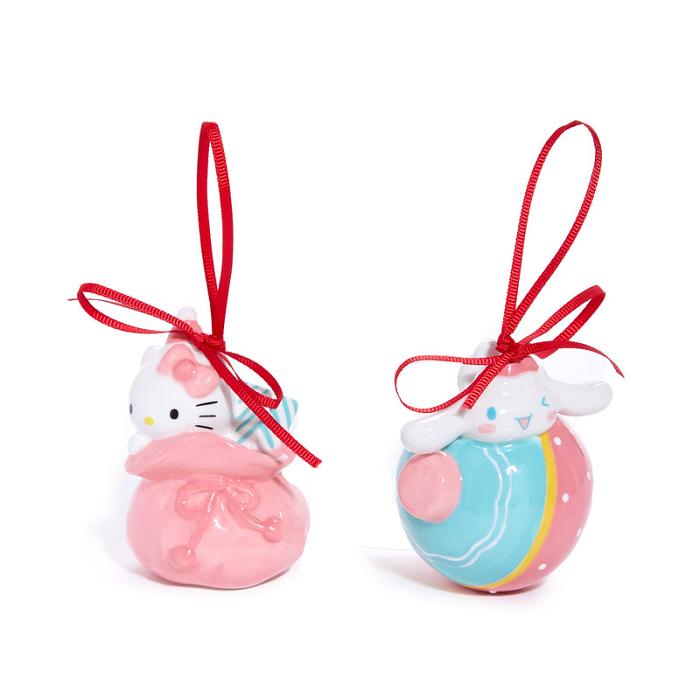 Hello Kitty Hello Kitty and Cinnamoroll 2-pc Holiday Ceramic Ornament Set (Pastel Pink) Roz Albastri | RO_HK29495