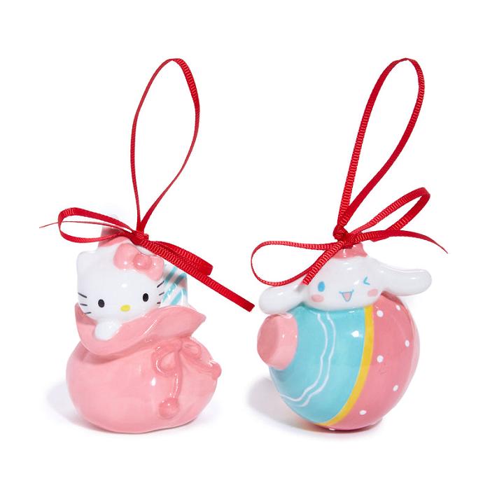 Hello Kitty Hello Kitty and Cinnamoroll 2-pc Holiday Ceramic Ornament Set (Pastel Pink) Roz Albastri | RO_HK94953