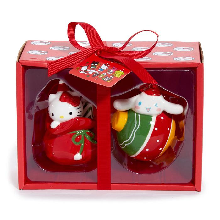 Hello Kitty Hello Kitty and Cinnamoroll 2-pc Holiday Ceramic Ornament Set (Red) Rosii Verzi | RO_HK60452